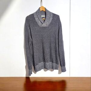 J.Ferrar Gray Shawl Collar Sweater Cotton Poly Viscose Wool Blend Sz XL